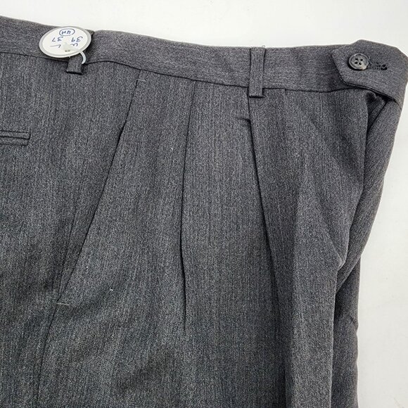 Hart Schaffner Marx Mens 39x37 Gray Wool Cashmere Pleated Unhemmed Trousers - Picture 2 of 7